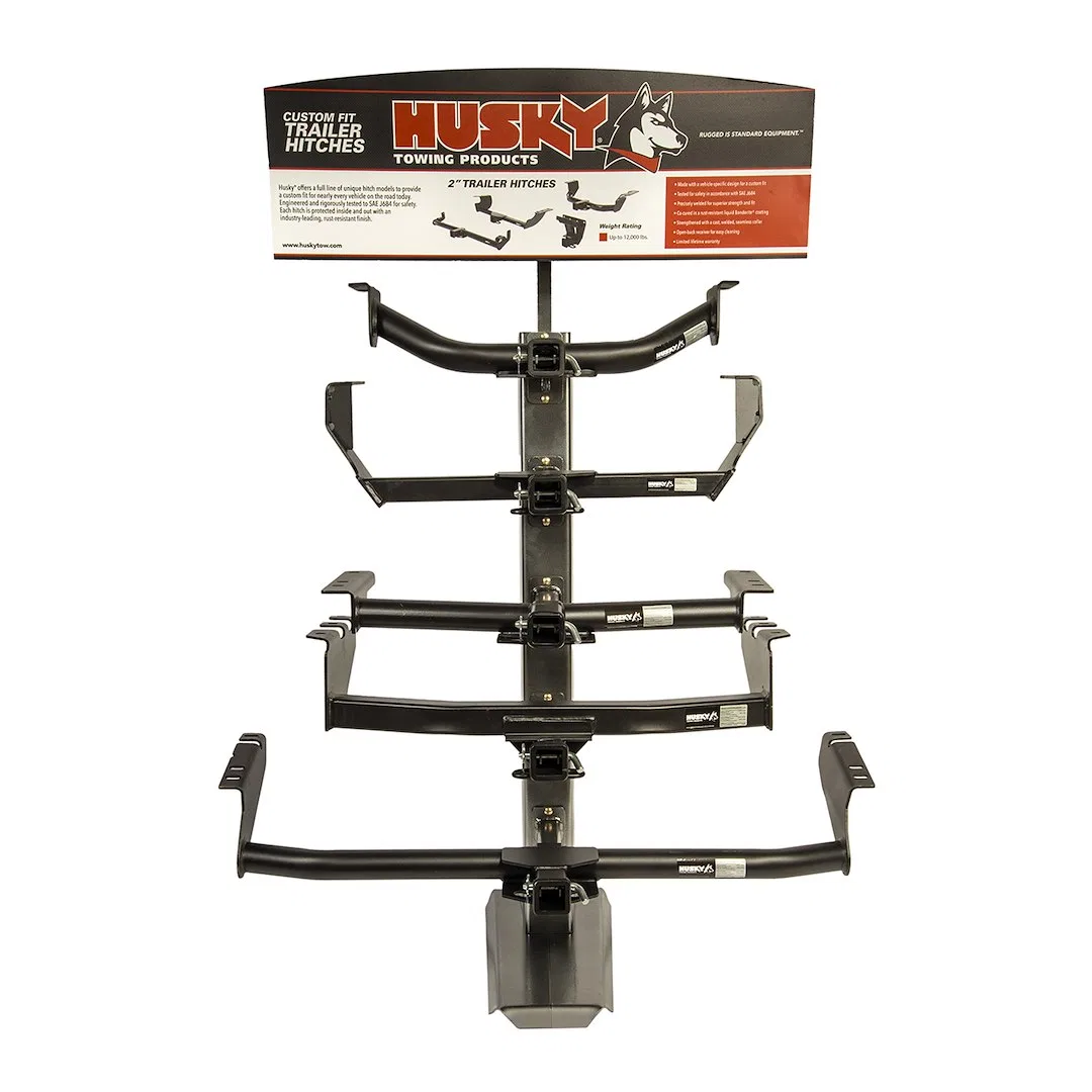 90340 – HUSKY TOWING Point Of Purchase Display, Trailer Hitches Floor Stand Holds 5 Hitchs Hitches Sold Seperate